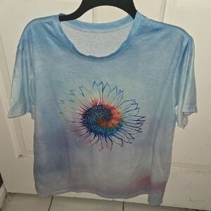 Blue Tie-Dye Sunflower Women's Tee